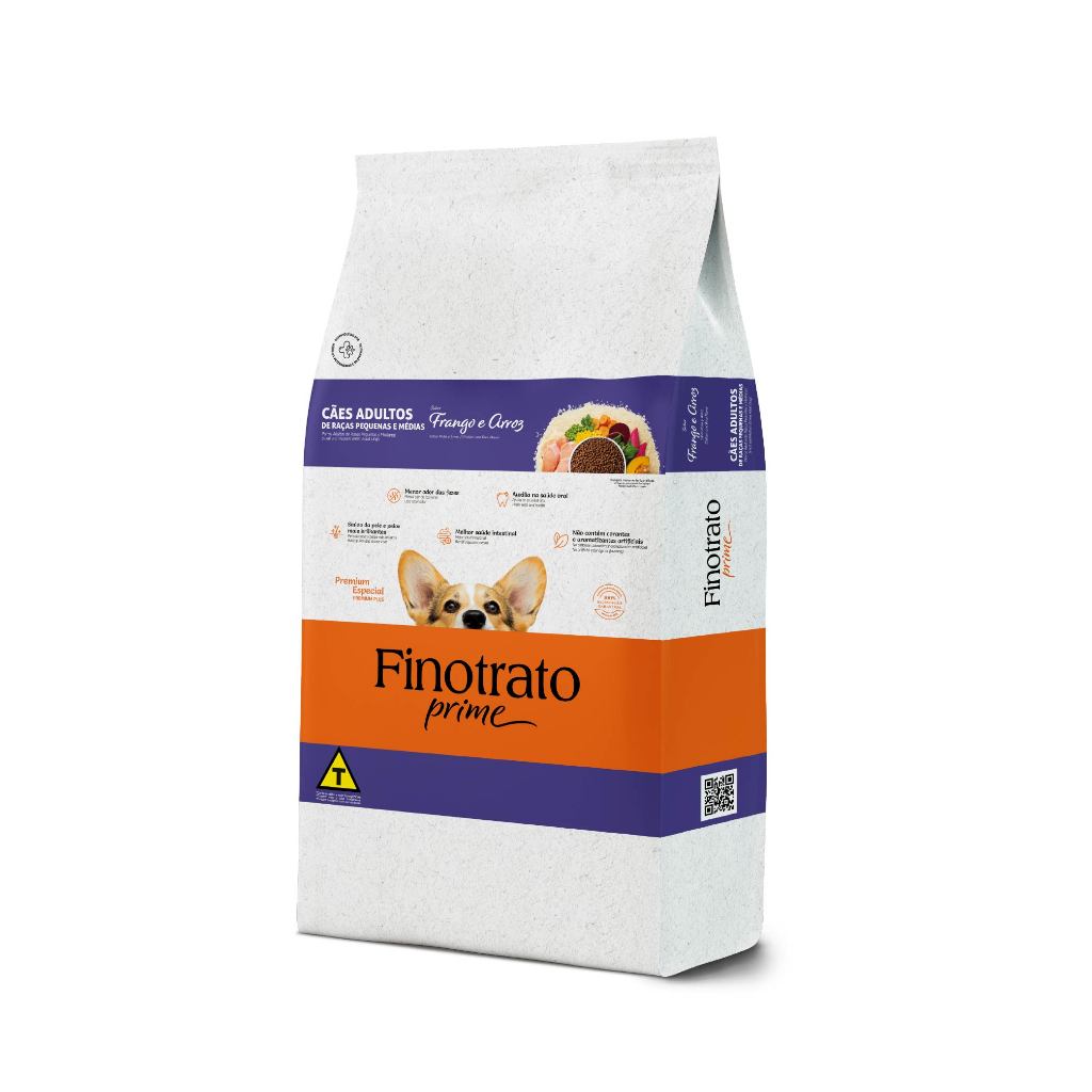 Ração Finotrato Prime Premium Especial Cães Adultos Raças Pequenas e Média Sabor Frango e Cereais 3kg