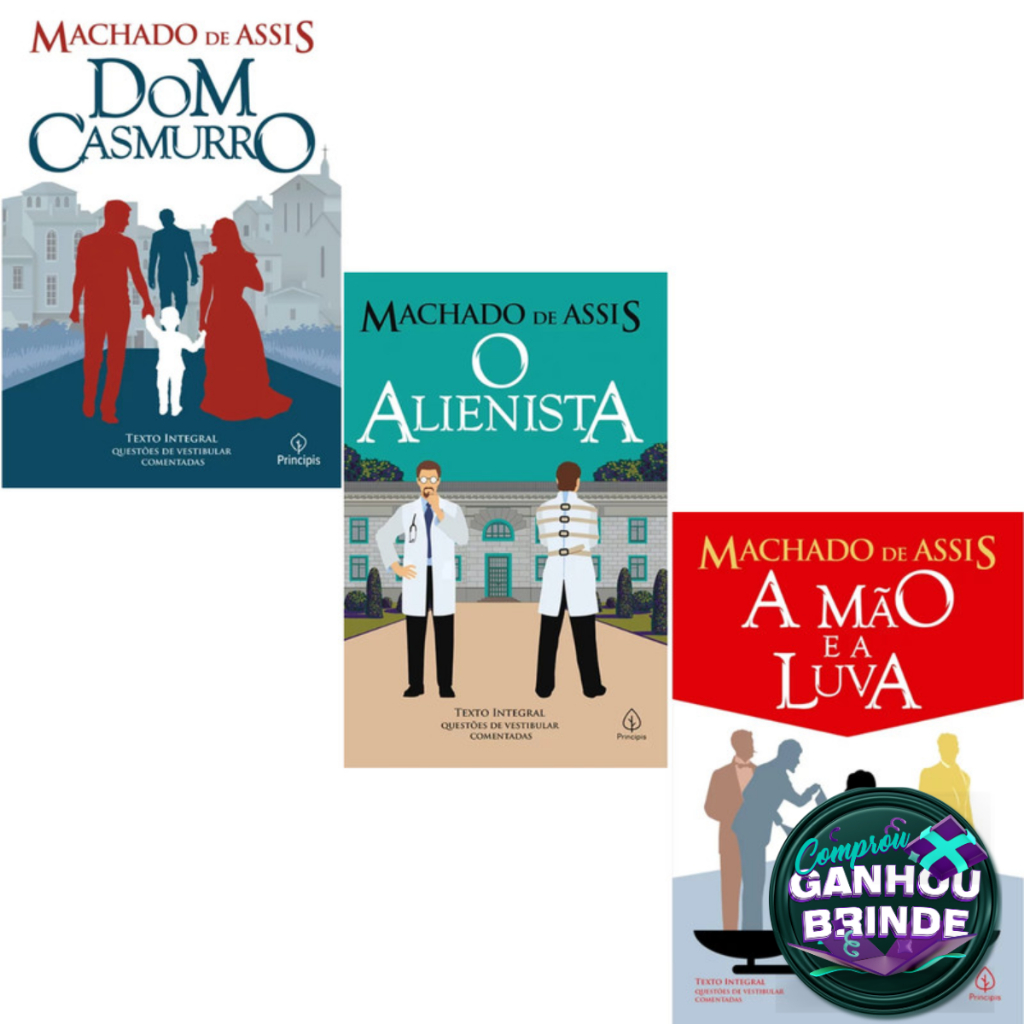 Livro Dom Casmurro + A mão e a Luva + O Alienista Machado de Assis Ciranda Cultural Inteligência