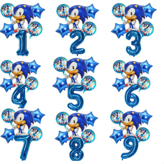 Kit Balões Sonic Número Festa Balão Metalizado Personagem + Estrelas Decoração Aniversário Infantil em Oferta na Shopee