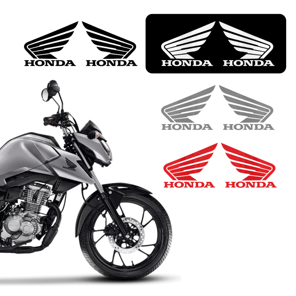 Adesivo Moto Par Asas Lateral 10X8 Tanque Universal Honda CG 125 150 160 Start CB 300 e XRE
