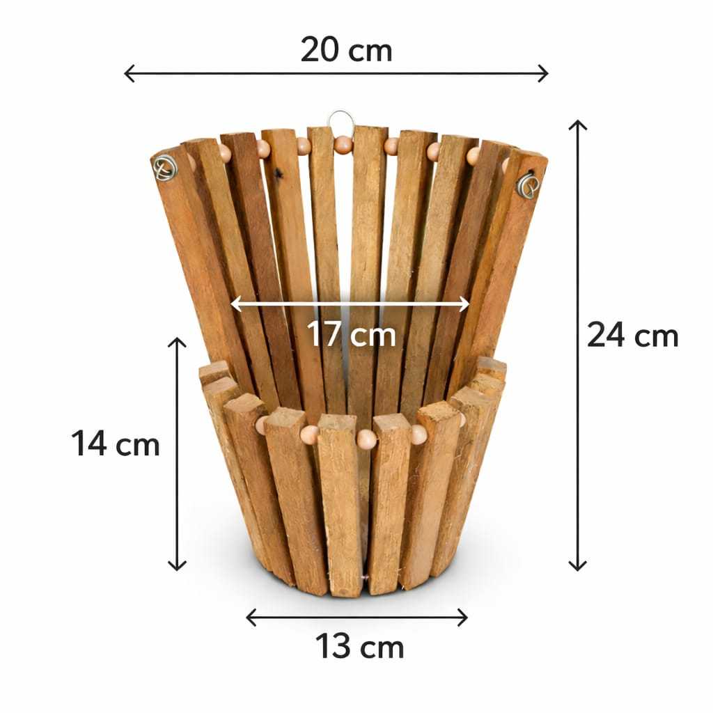 kit 1, 2 ou 3 cachepôs de madeira suspenso, vaso de parede, orquidário vertival com pérolas.