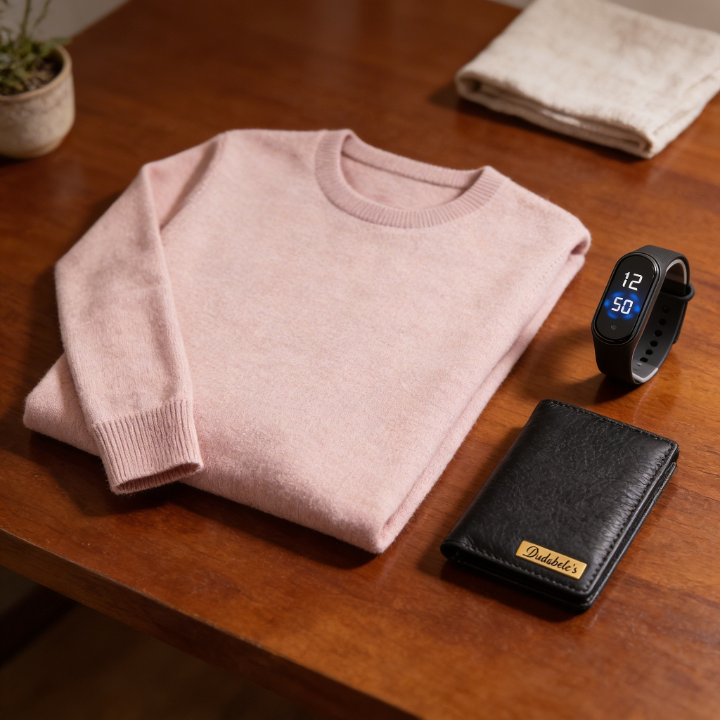 Kit Presente Feminino Suéter Rosa + Smartband Preta + Carteira Feminina Elegante