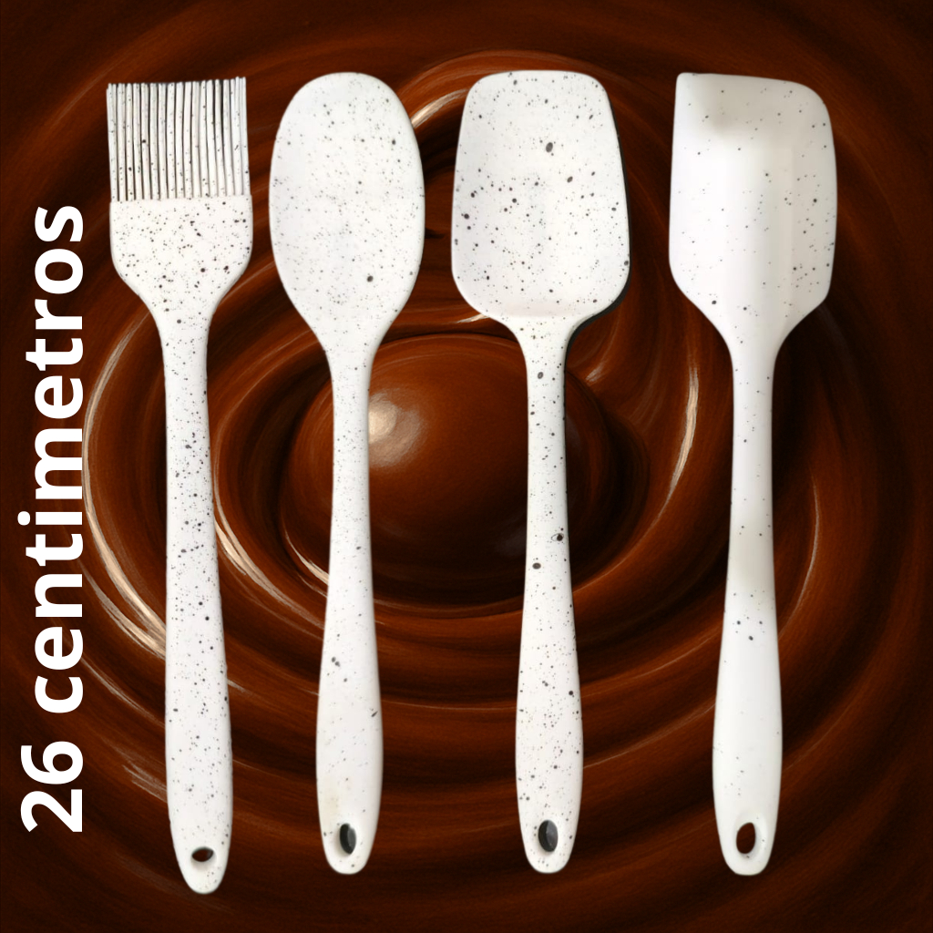 Kit  pig 04 unid Espátulas pão duro , colher , espatula reta  pincel de silicone 26 cm Raspadora Premium confeitaria