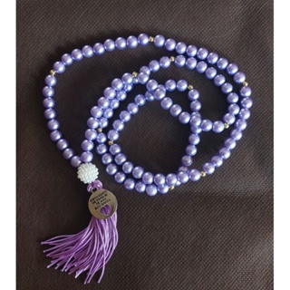 Japamala 108 contas Pérolas ABS Lilás/Roxo com ou sem medalha Ho'oponopono em Oferta na Shopee