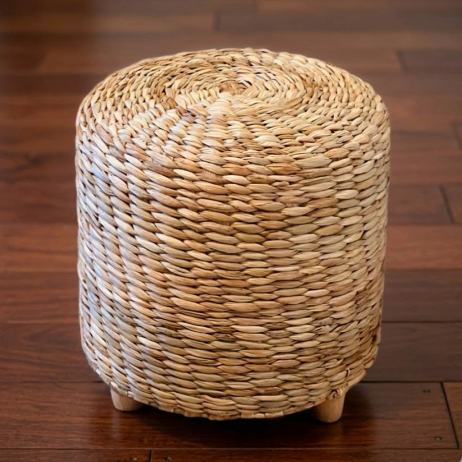 Imagem Puff Redondo de Palha de Taboa para decoração 30x30