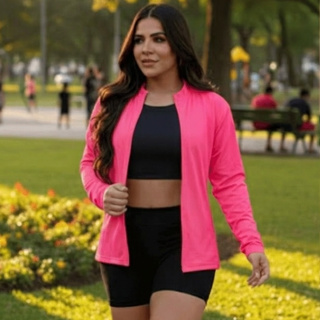 Casaquinho UV Feminino Proteção Solar Manga Longa sem Ziper Esportivo Fitness Academia Caminhada em Oferta na Shopee