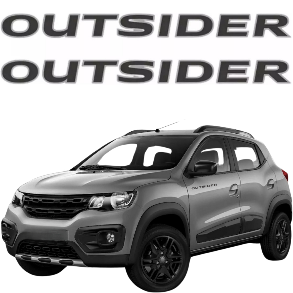 Par 2 Adesivos Escrita Lateral Kwid Outsider 2020 2021 2022