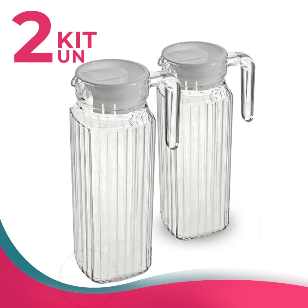 Jarras de Vidro Suíça 1 Litro com Tampa Transparente Resistente para Água Suco Chá