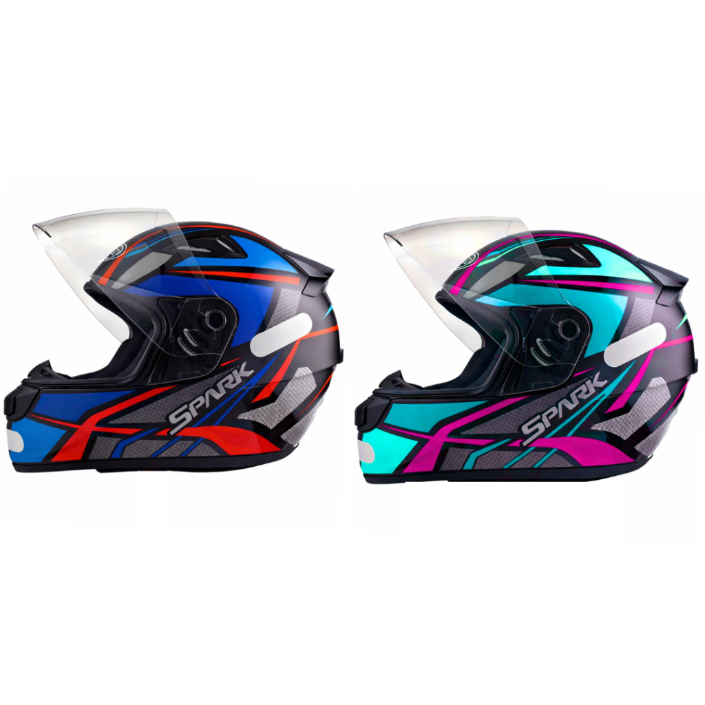 Kit Casal Capacete Masculino Feminino Ebf Spark Spider Azul E Capacete Tiffany