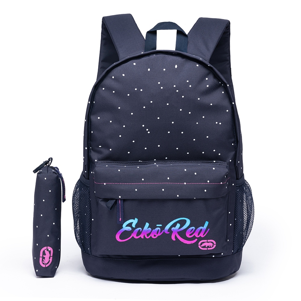 Kit Escolar Mochila Estojo Feminina Ecko Resistente Espaçosa