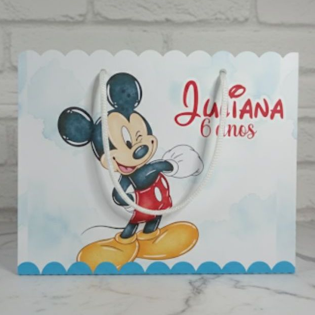 Sacola Mickey Aquarela | Lembrancinhas Personalizadas | Festa Infantil Pegue e Monte