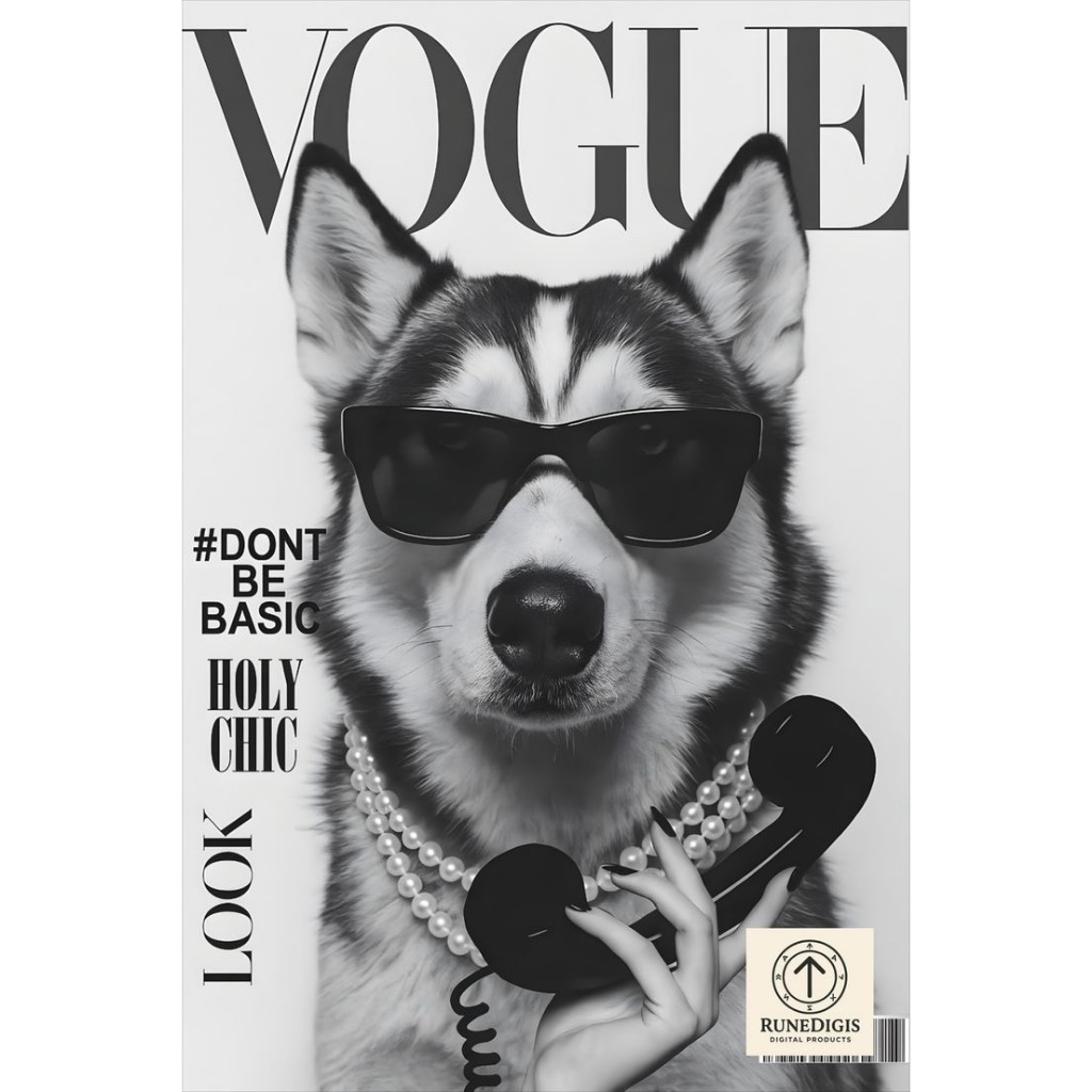 Quadros decorativos Cachorro Husky Vogue Fashion Pet Óculos (1 peça)
