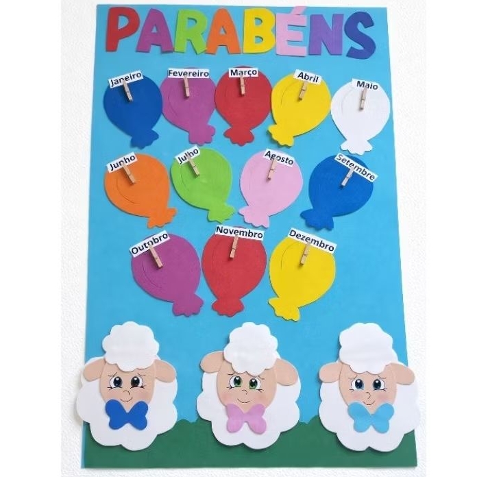 Painel de  Aniversáriantes em  EVA– Decoração Sala de aula Infantil pedagógico em Oferta na Shopee