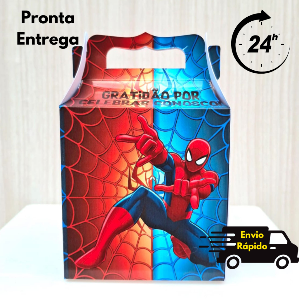 Kit  Maletinha Surpresa Personalizada Homem Aranha Lembrancinha festa Aniversario Pegue e Monte