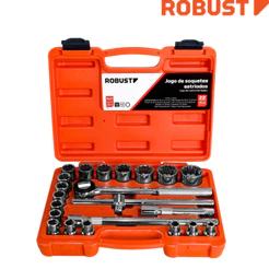Jogo de Soquete Estriado 22 Peças ROBUST - Aço Cromo-Vanádio + Maleta 8A32MM