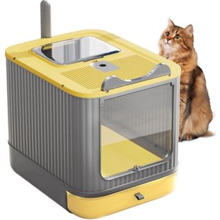 Caixa de Areia para Gatos Primebox Fechada Banheiro com Entrada Superior Pazinha e Bandeja Removível em Oferta na Shopee