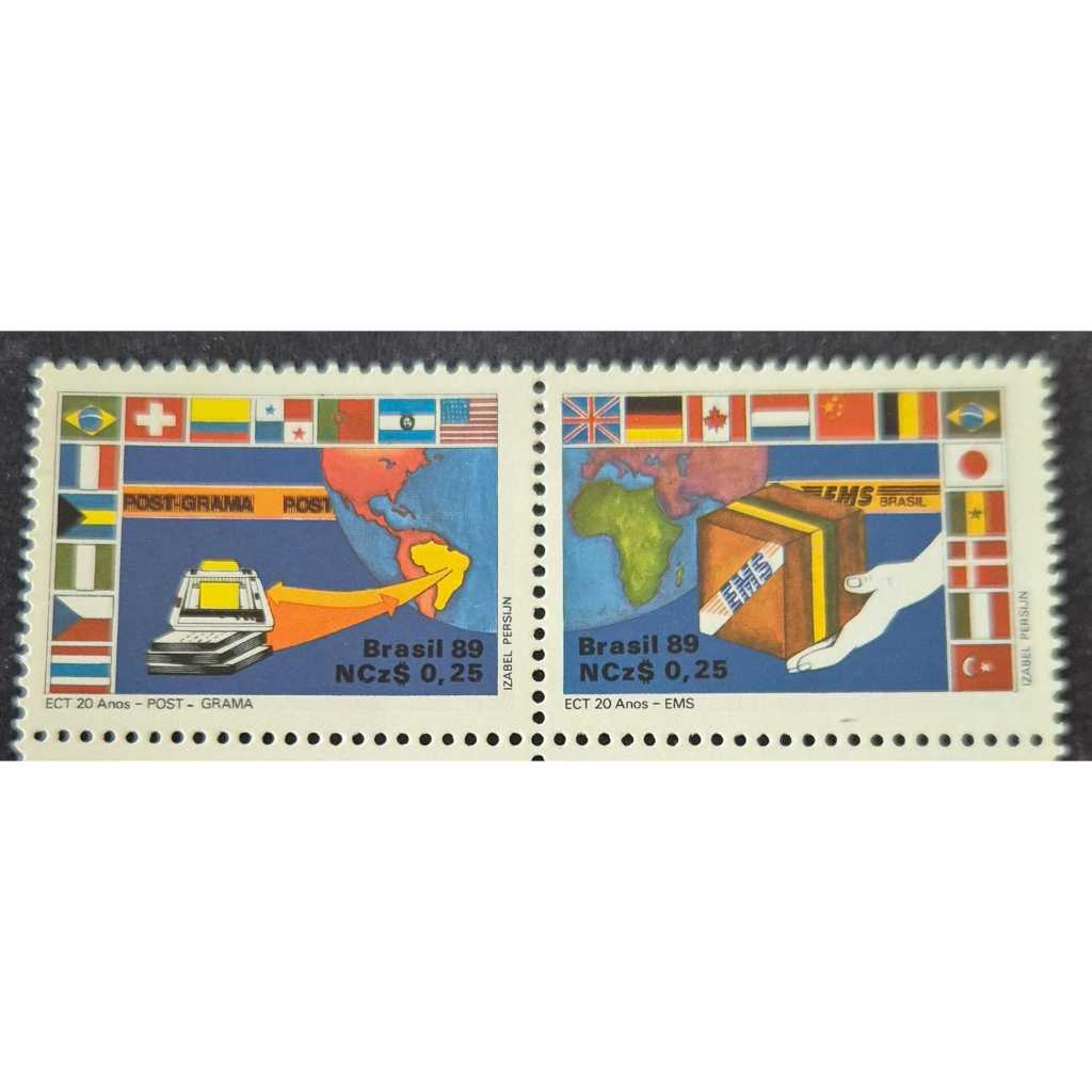 Selo dos correios - Quadra 20 anos da ECT serviços especiais - 1989 - selos Mint - Filatelia