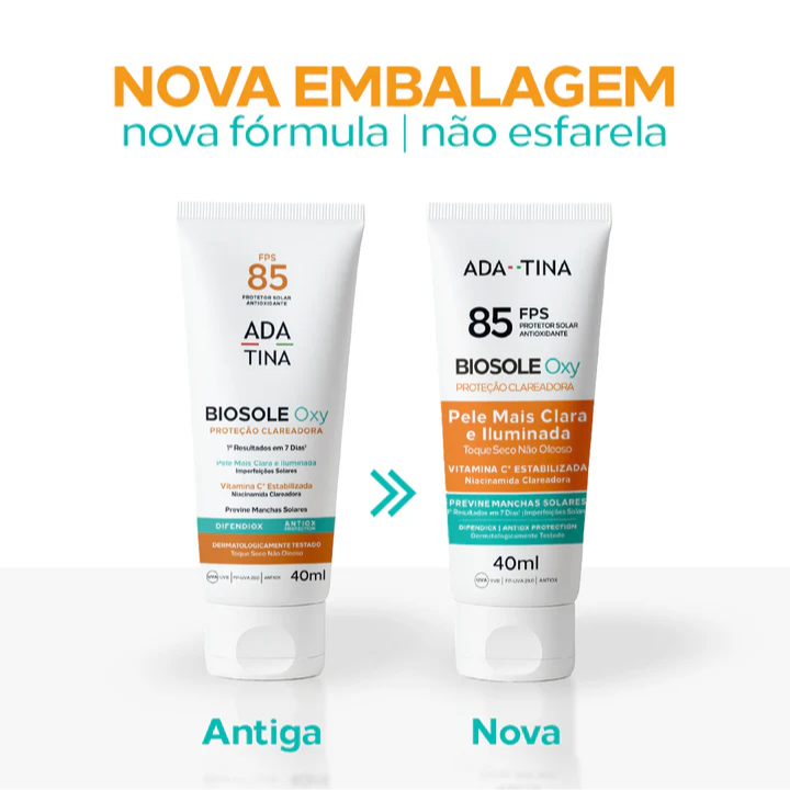 Ada tina Biosole Oxy FPS 85 Protetor Solar Vitamina C Niacinamida concentrada Pele Melasma clareador
