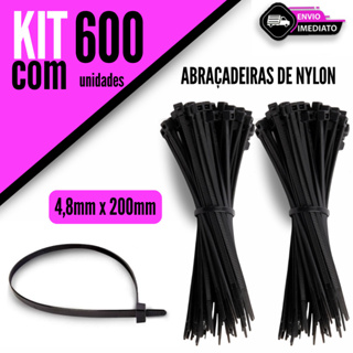 Kit 600/500/400/300 Unidades Enforca Gatos Abraçadeiras de Nylon Preta UV Resistente 4,8mm x 200mm em Oferta na Shopee