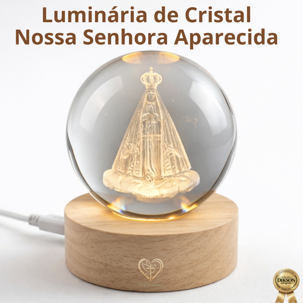 Luminária Cristal Nossa Senhora Aparecida Padroeira Brasil 3D LED USB Abajur Católica Envio Imediato em Oferta na Shopee
