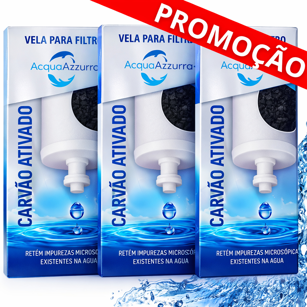 03 Velas Filtro de Barro Carvão Ativado Alcalina Esterilizante  - SERVE PARA TODOS FILTROS DE BARRO