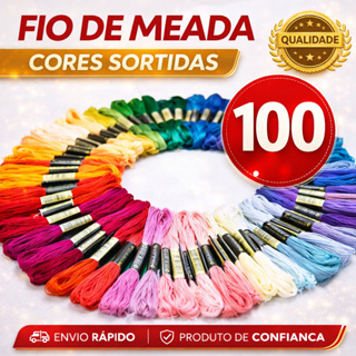 Kit Meadas de Linhas de Bordado Ponto Cruz Até 100 Cores | Artesanato Fio de Meada Poliéster Algodão em Oferta na Shopee