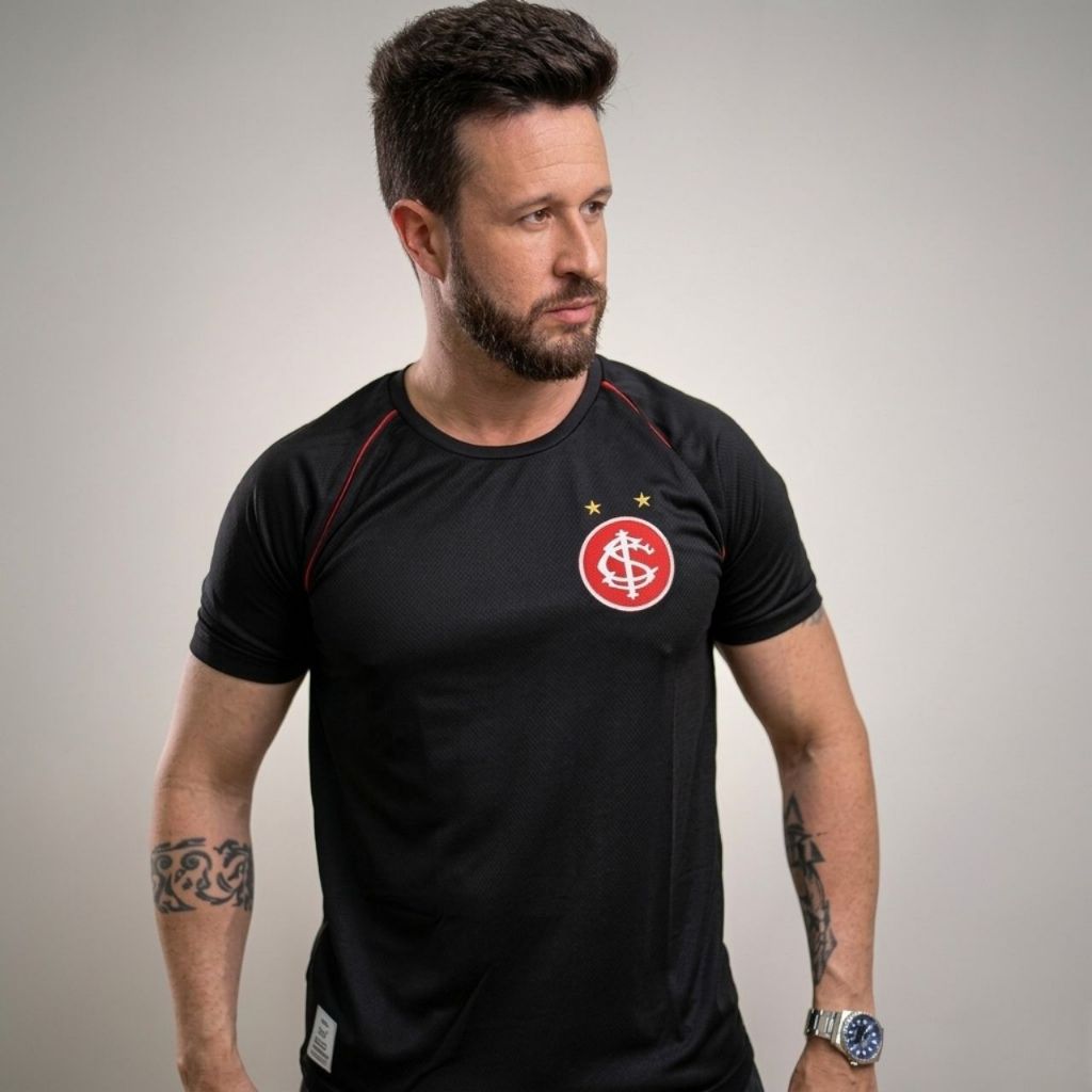 Camisa Internacional Colorado Oficial Masculina Dry Fit Preto