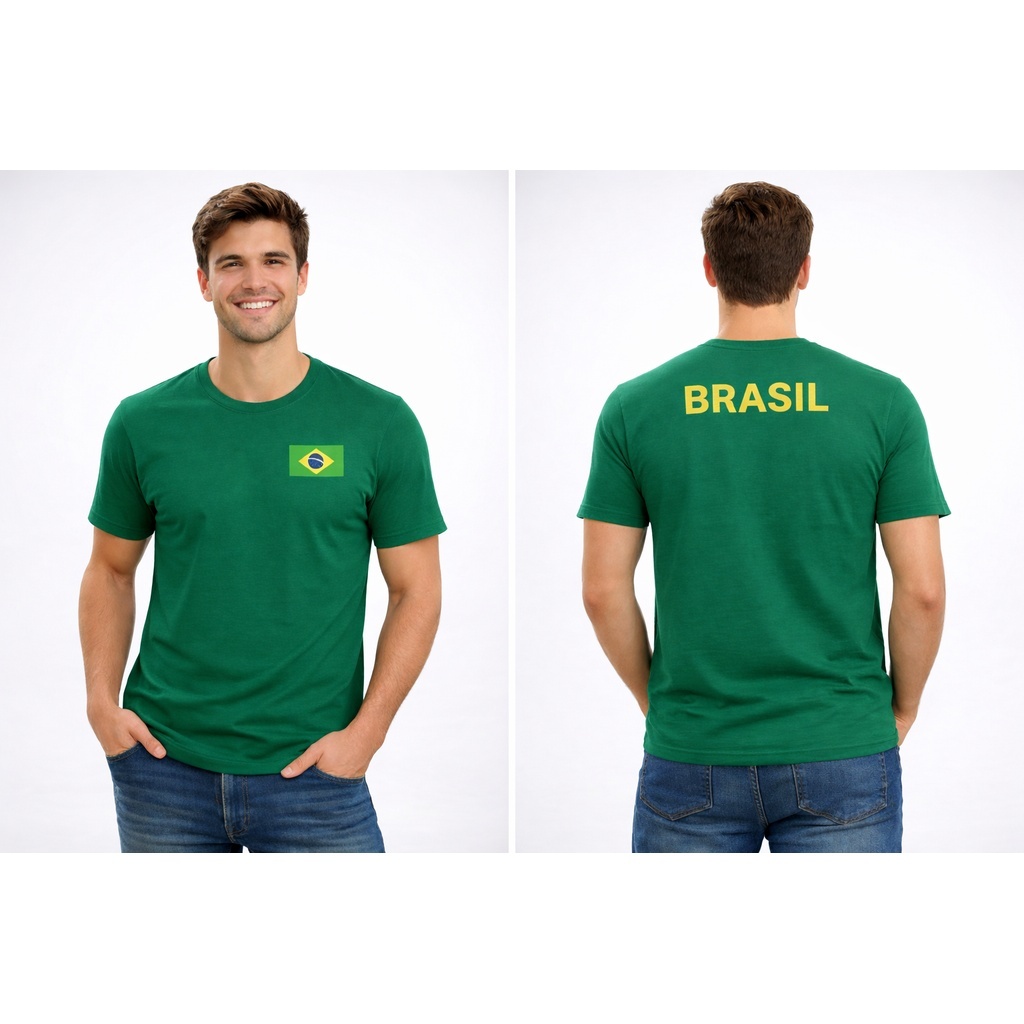 CAMISETA DO BRASIL NÃO ENCOLHE, NÃO DESBOTA 100% ALGODÃO