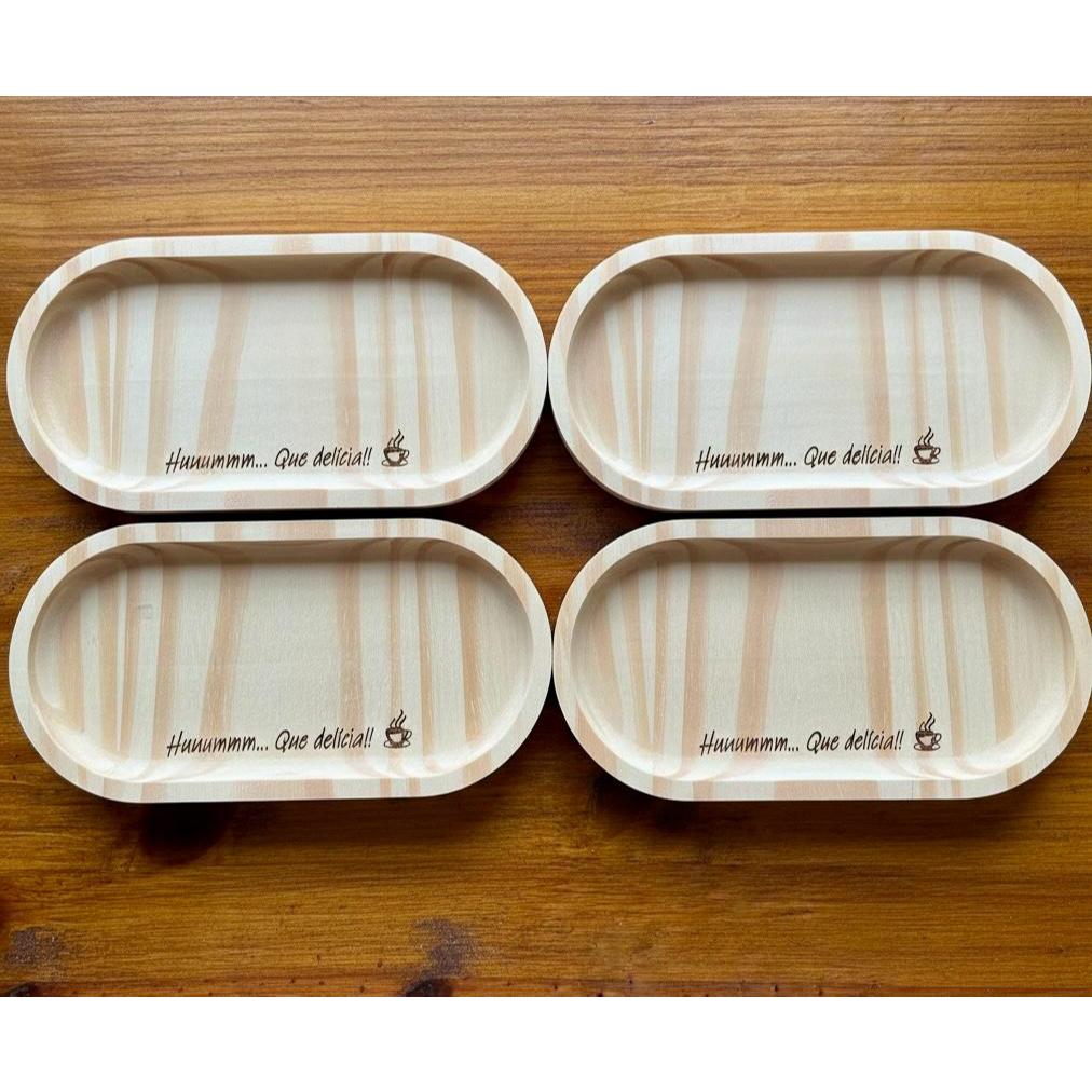 Bandeja Decorativa Oval Madeira Pinus Personalizada 18x9 cm