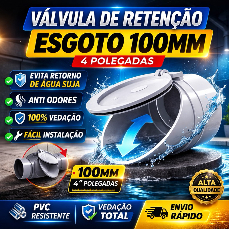 Válvula de Retenção Esgoto 100mm Valeplast PVC Anti Retorno Anti Odores Anti Barata Anti Rato 4 Polegadas