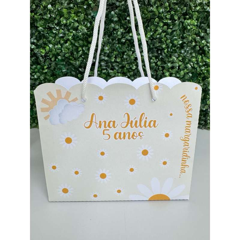 Sacolinha surpresa margaridas/ PEGUE E MONTE/ lembrancinhas margaridas/ personalizados margaridas/ margaridas aquarela