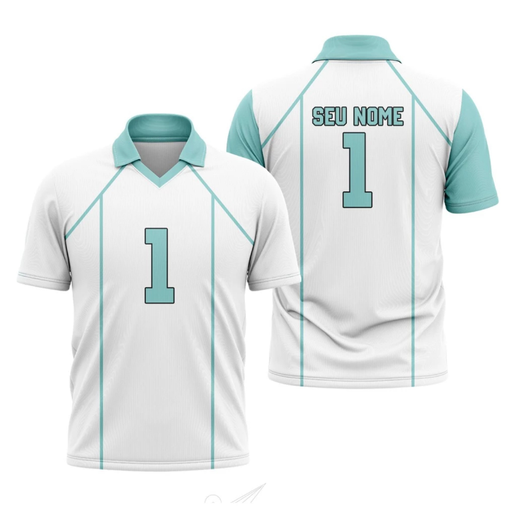 Camiseta Dry Fit Premium Uniforme Aoba Johsai Nome e Número Personalizável Anime Haikyuu