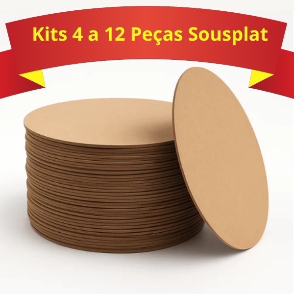 Kit 4/5/6/8/10/12/16 Sousplat Suplat MDF Cru 35cm Mesa Posta Decoração Luxo Requinte Casamento Jantar Evento Elegante