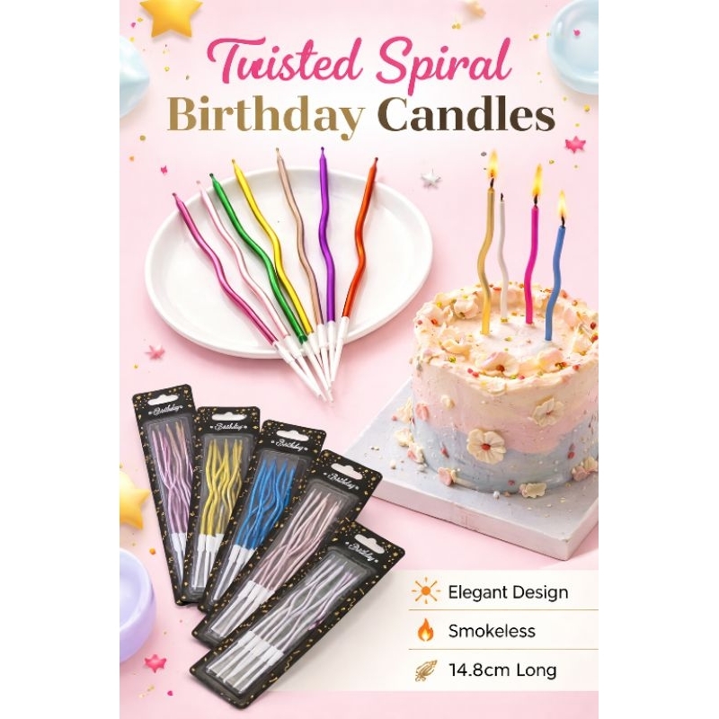 Velas de Aniversário onduladas Metalizadas para bolo - KIT  com 6 unidades. em Oferta na Shopee