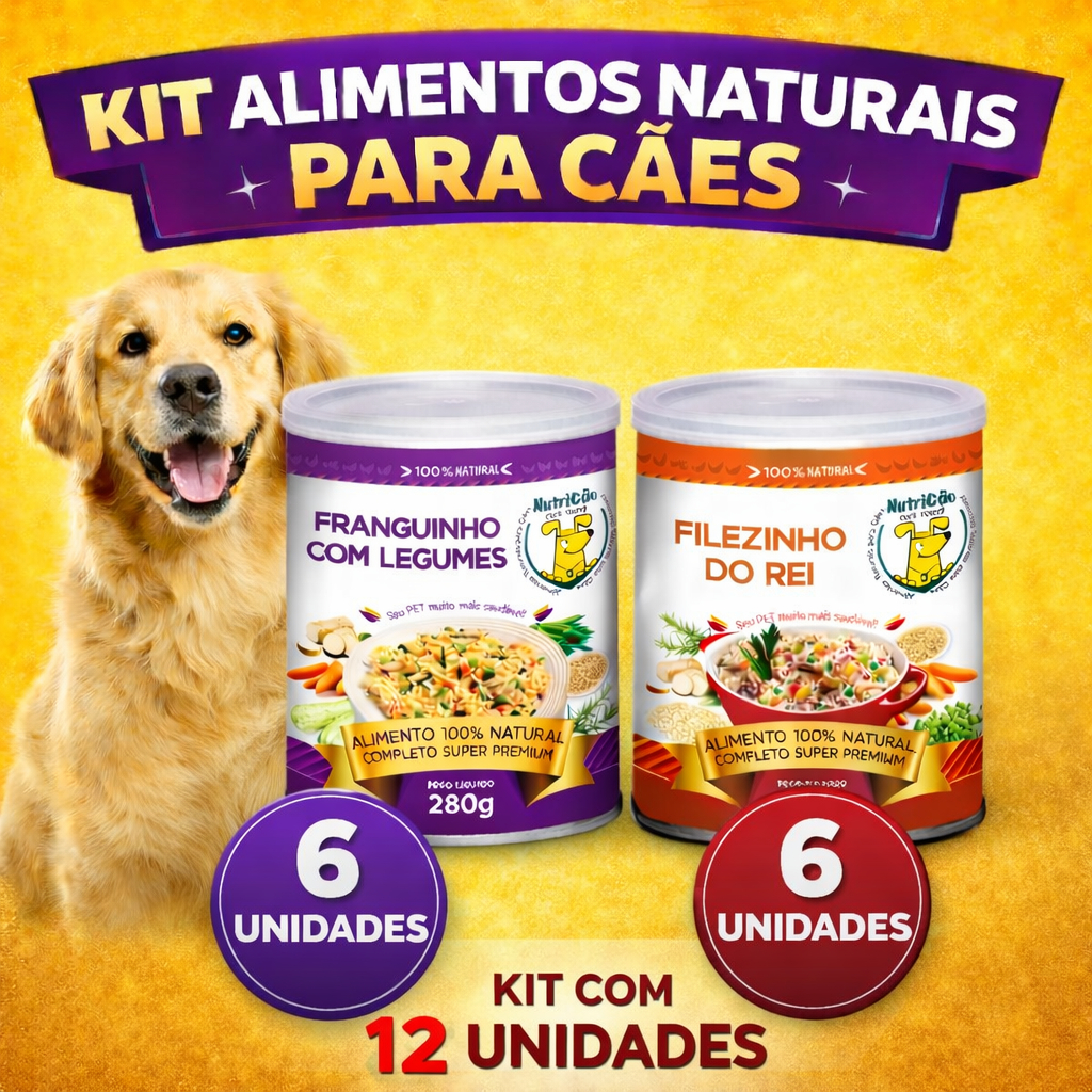 Kit Delícia Ração Úmida NutriCão Pet Food para Cães Sabores Carne Frango Alimento Natural