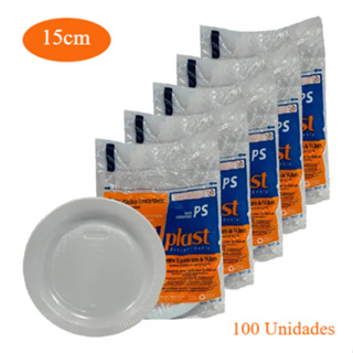100 Pratos descartáveis raso 15cm Total plast ideal para sobremesas salgadinhos pequenas refeições em Oferta na Shopee