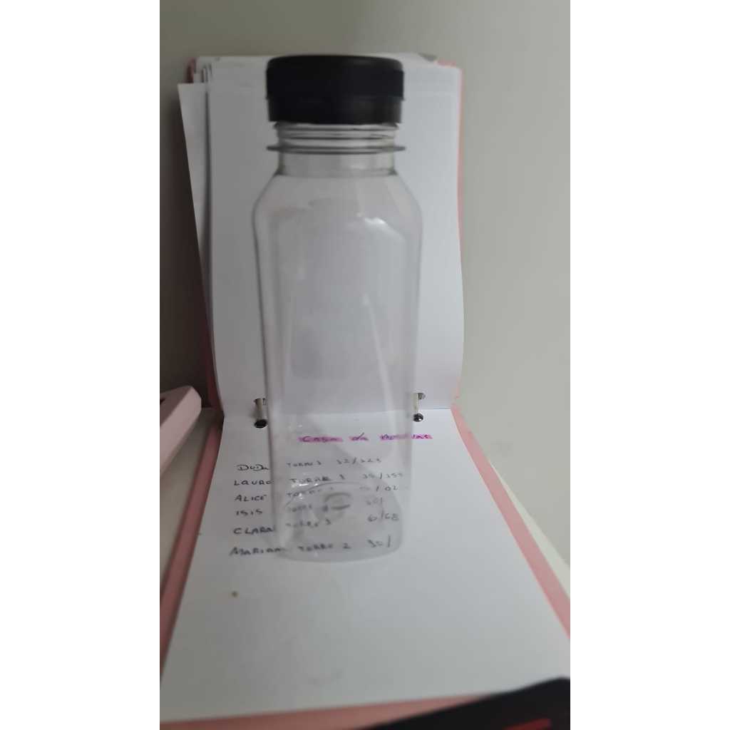 Garrafa Pet 300 ML Transparente com tampa preta