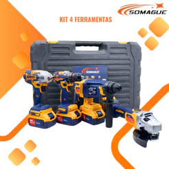 Kit Ferramentas Elétricas 4 Em 1 Com Maleta + 4 Bateria 48v