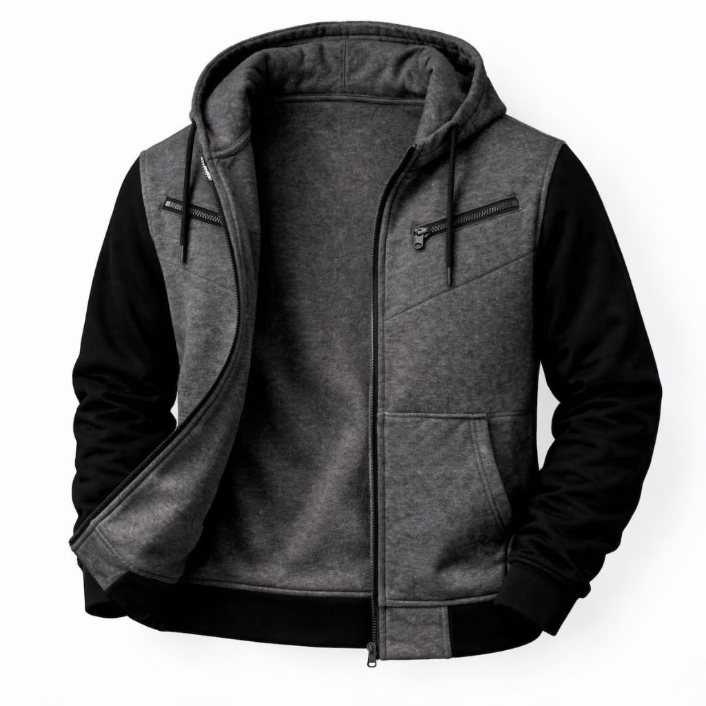 Casaco de Moletom Ramazzoni Jaqueta Com Ziper Bolso e Capuz