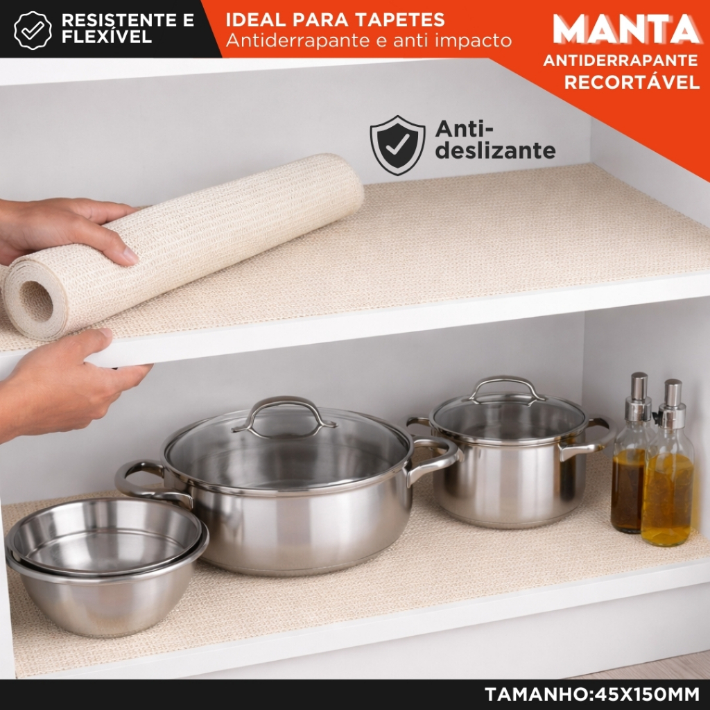 Forro Antiderrapante Para Armário Gaveta Geladeira Tapete Protetor Multiuso Cozinha 45x150 -  NL em Oferta na Shopee