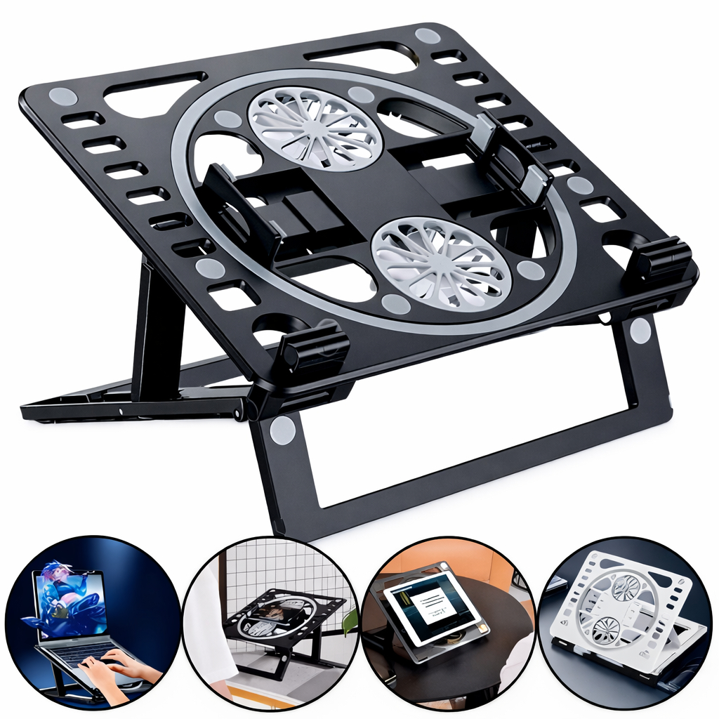 Suporte Notebook Celular Tablet Livro com 2 Ventoinhas Gamer Antiderrapante Entrada USB