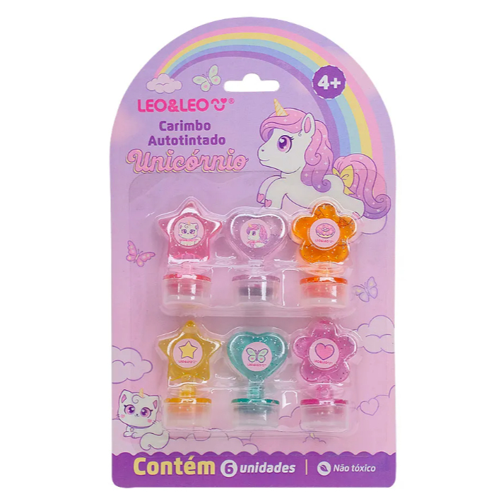 Carimbo Autotintado Unicórnio Blister c/ 6 Un Leo&Leo em Oferta na Shopee