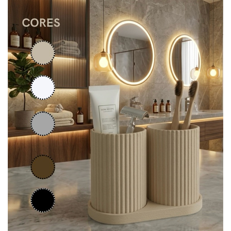 Recipiente  organizador banheiro 5 peças - porta escovas de dentes moderno - Suporte, Copos para itens essenciais em Oferta na Shopee