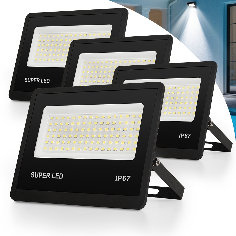 Kit 1 a 4 Refletor LED 300W Holofote Bivolt Super Brilhante e Econômico IP67 à Prova d'Água Externas em Oferta na Shopee