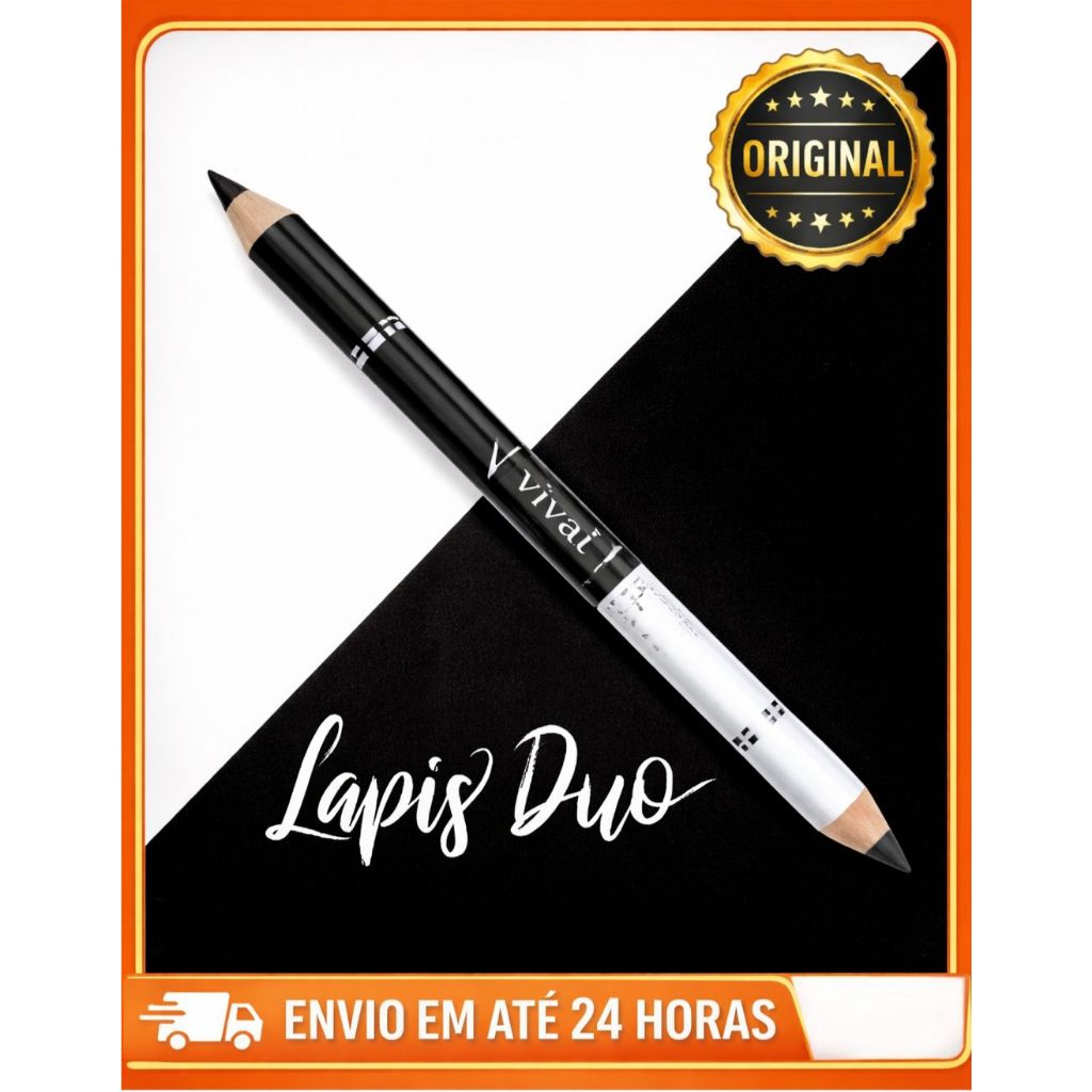 Unitário ou 3/6/12 Lápis Olho Vivai Duo Preto/Branco ou Todo Preto Alta Fixação