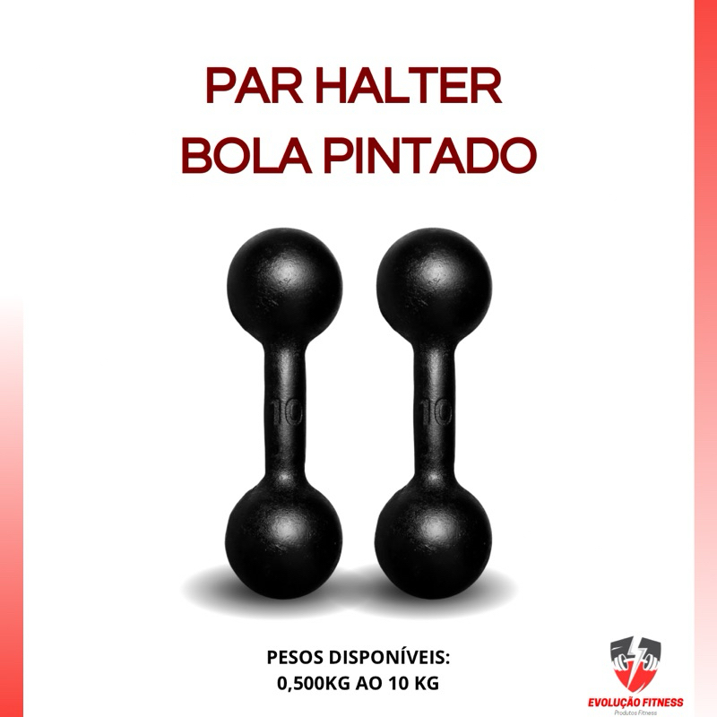 Halter Bola Pintado Par 6kg 7kg 8kg 9kg 10kg Ferro Fundido Musculação Academia Casa