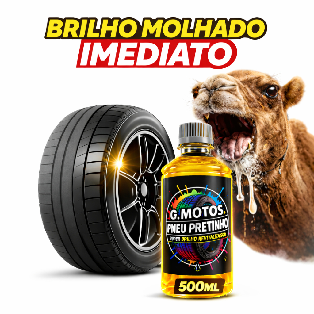 500ml Lustrador Pretinho Baba de Camelo Limpa Pneu Automotivo G Motos