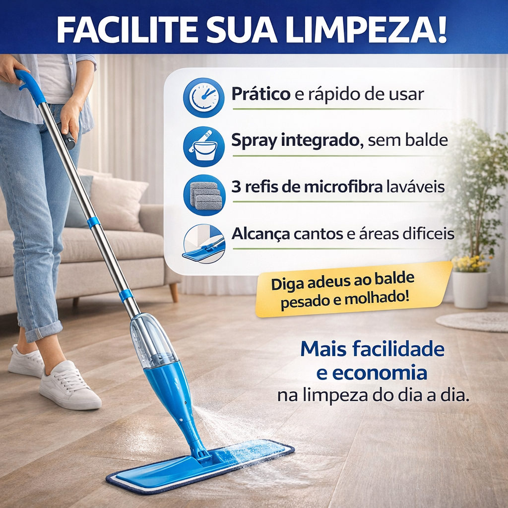 Rodo Mop Spray Com Reservatório enxagua,seca sistema de spray botão casa limpa chão brilhoso Sortido