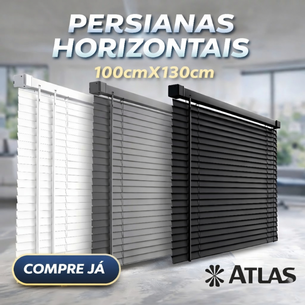 Persiana Cortina Horizontal Pvc 100x130cm Cozinha Quarto Cor Branca