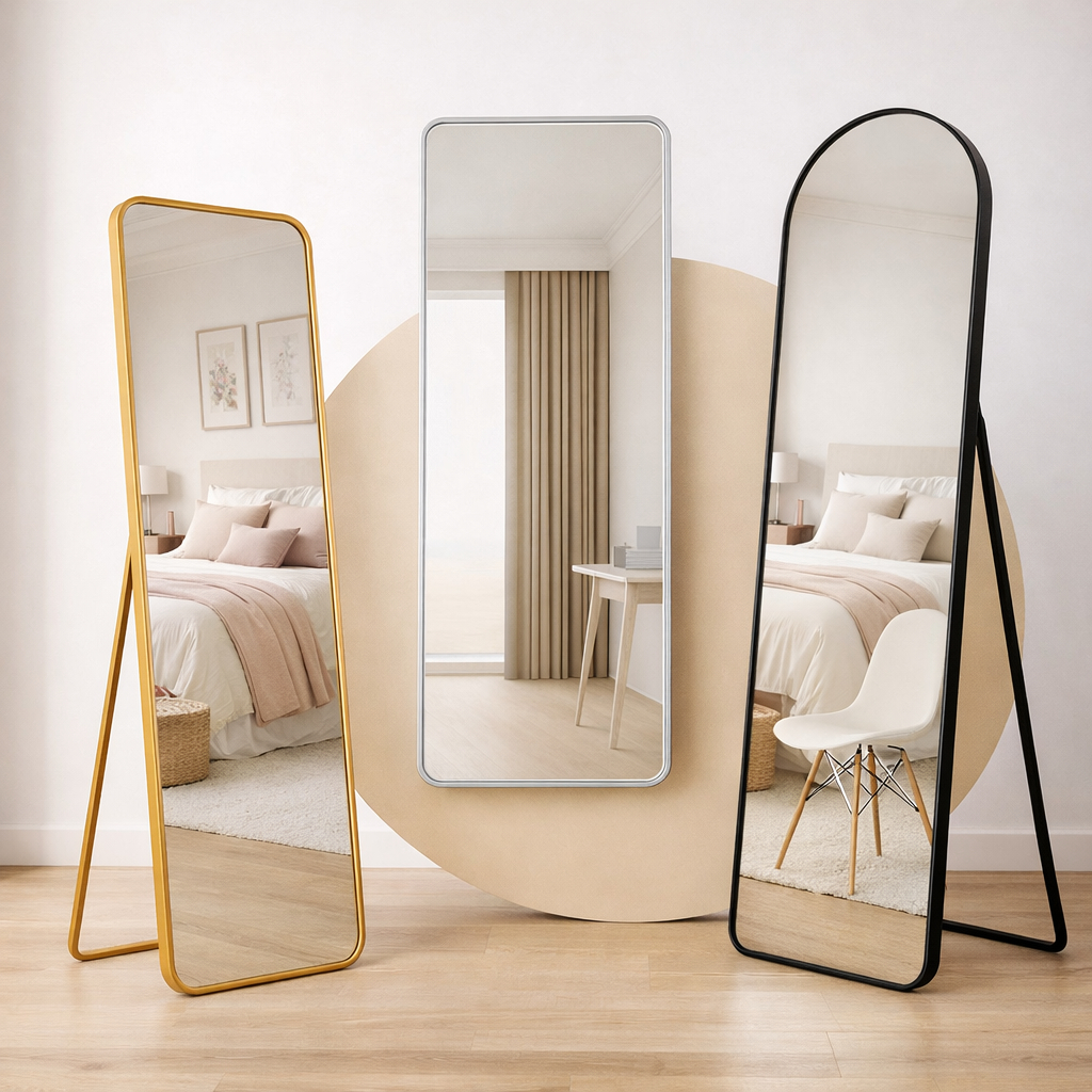 Espelho Grande de Chão Corpo Inteiro 1,46m Blogueira Quarto Sala Decorativo Minimalista